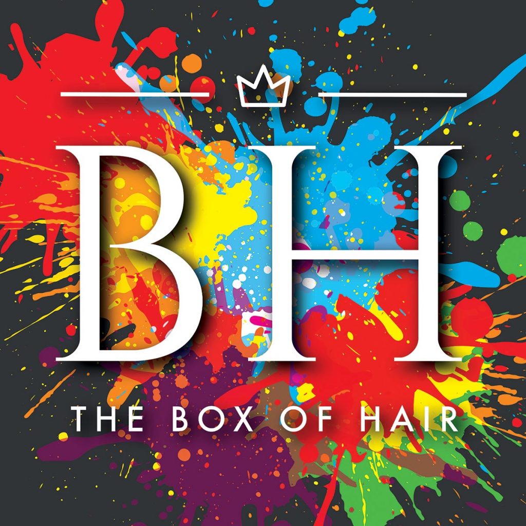 A logo design for The Box of Hair - mobile hairdressers in a horse box