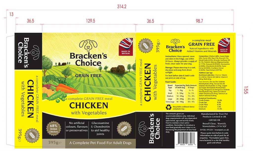 Brackens Choice Chicken with vegetables Sleeve we designed in 2019