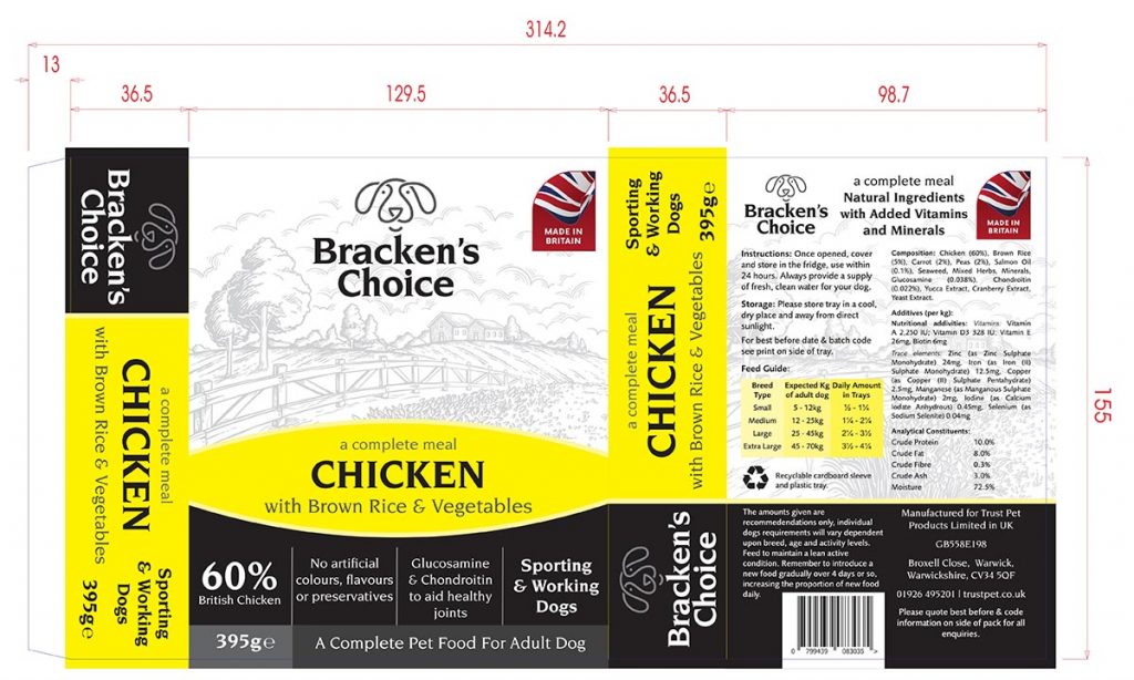 Brackens Choice Chicken with vegetables Sleeve version 2 we designed in 2019