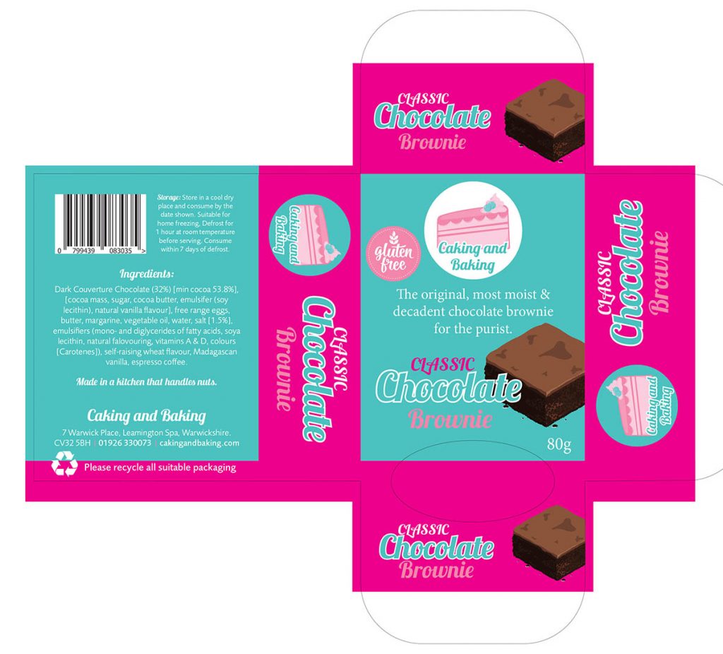 A Chocolate Brownie box design for Caking and Baking