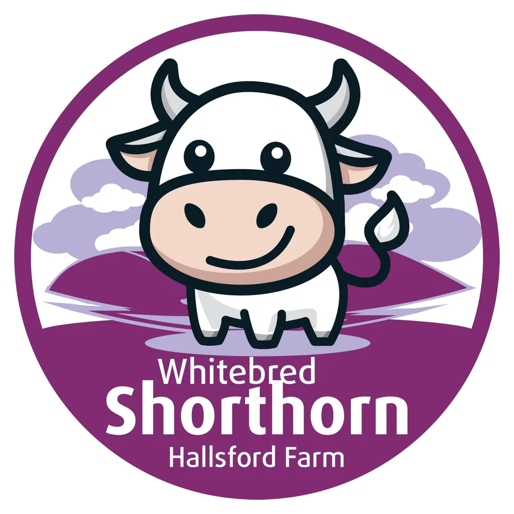 Hallsford Farm Whitbred Beef Shorthorn sticker used when that breed of beef goes to farmers' markets