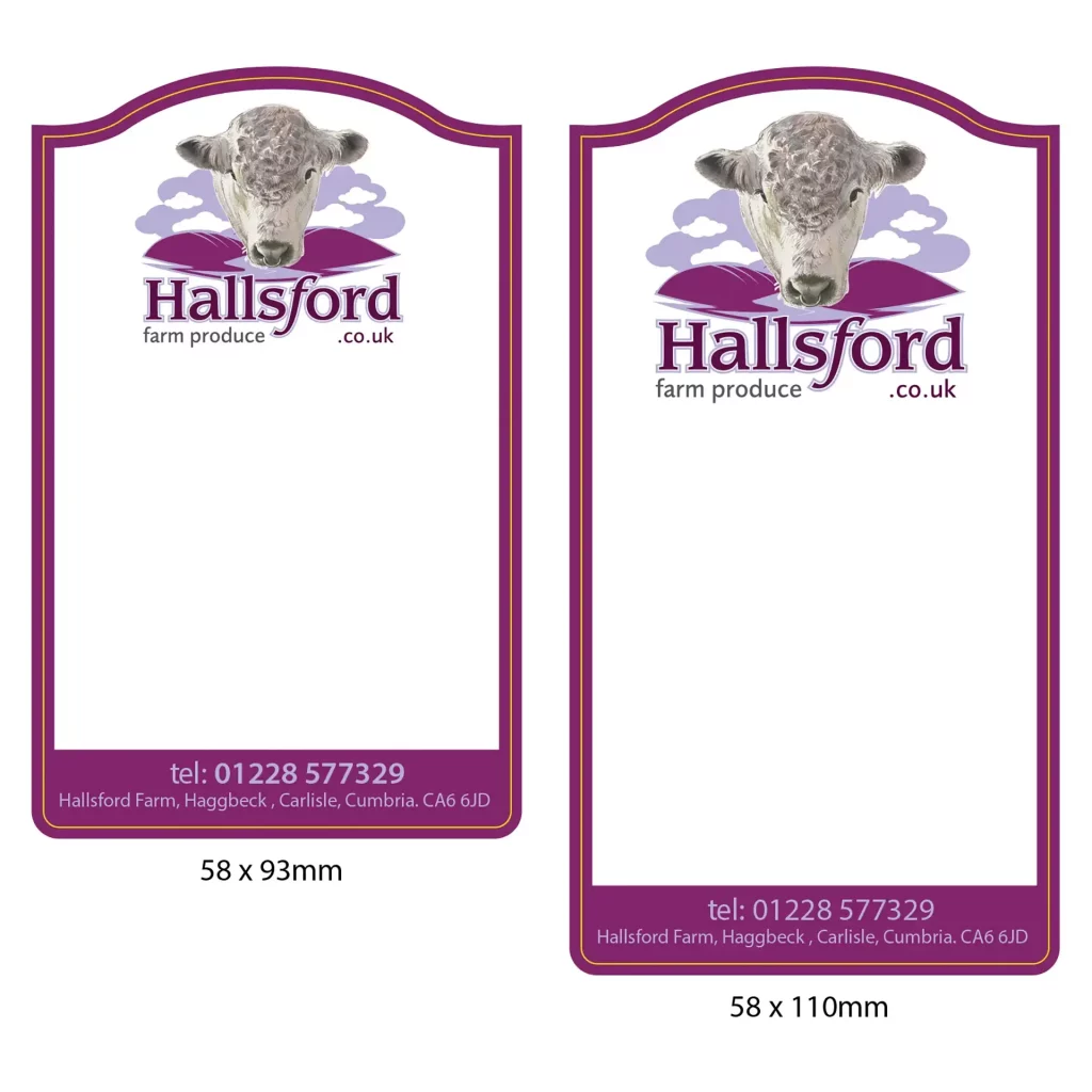 Hallsford Farm Produce Label Design for the thermal printer