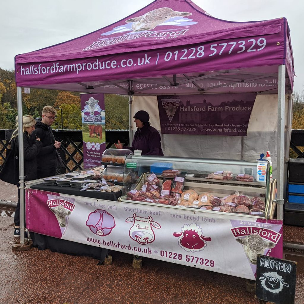 Hallsford Farm farmers' market gazebo onsite at event