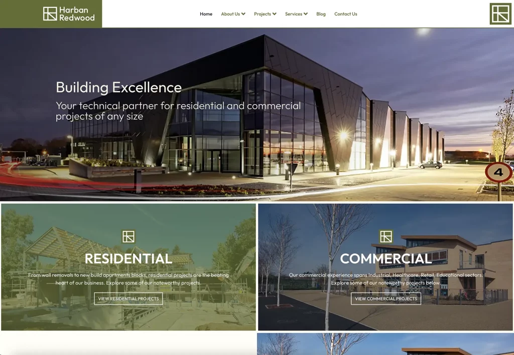 Website design for Harban Redwood created for Bee The Web in 2024