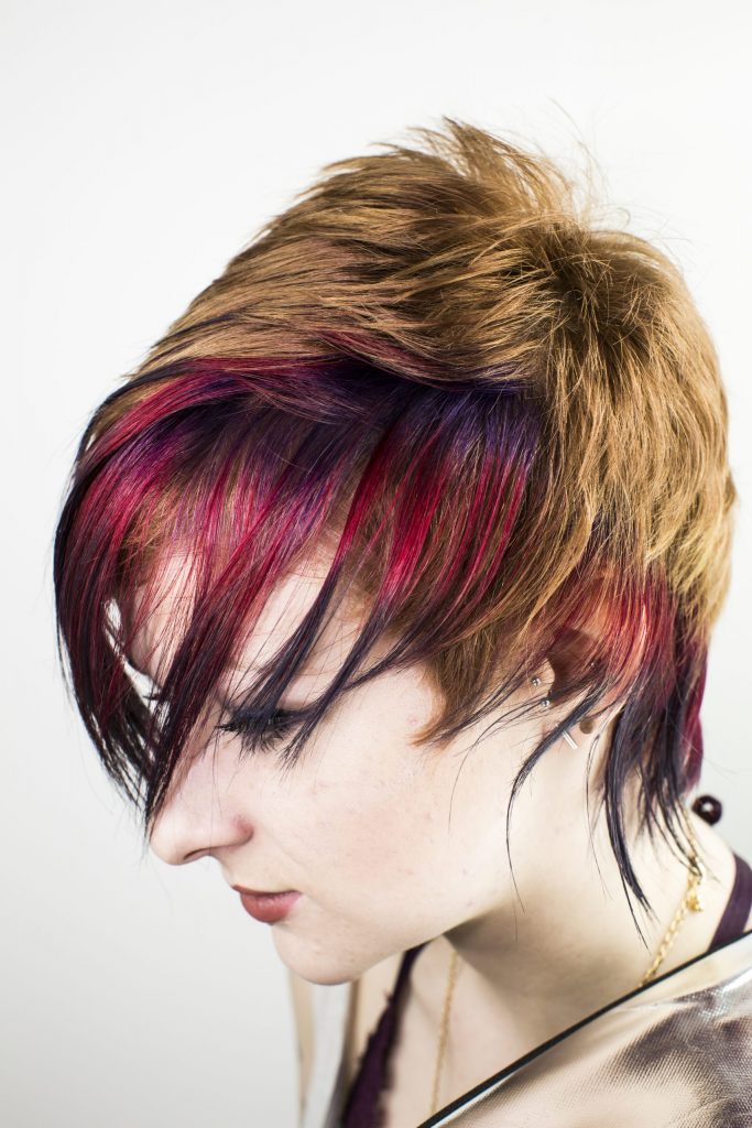 Photograph of a a hair model taken for the Goldwell ColorZoom competition