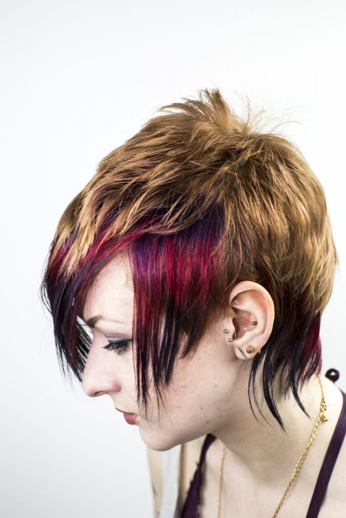 Photograph of a a hair model taken for the Goldwell ColorZoom competition