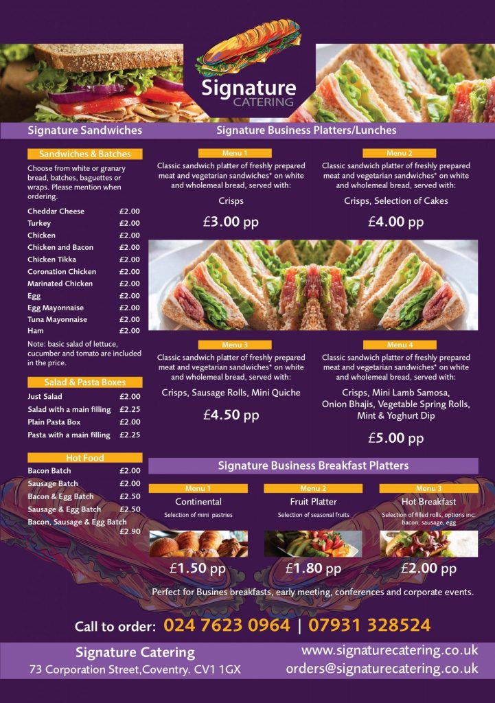 Signature Catering Leaflet 2017