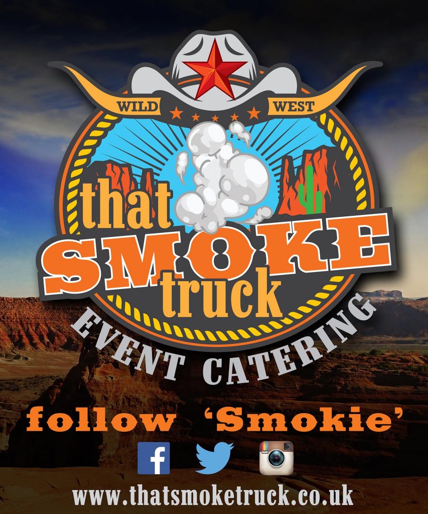 The rear view of That Smoke Truck graphics