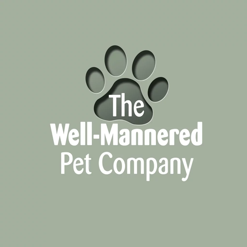 A logo design for The Well Mannered Pet Company, with an embossed paw print