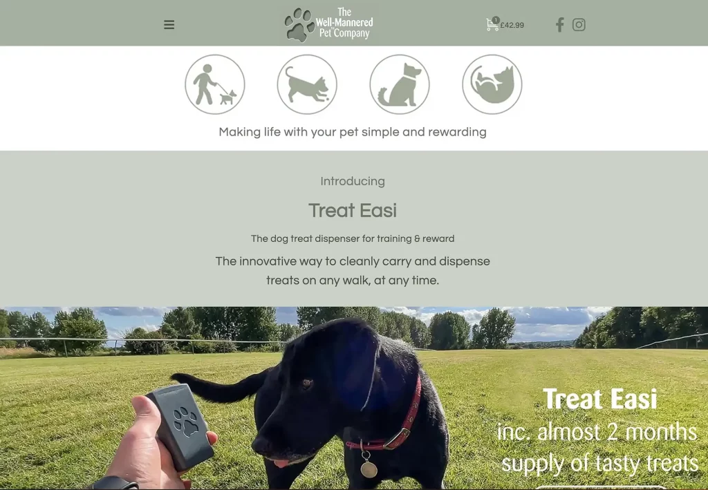 Website design for The Well-Mannered Pet Company ecommerce shop