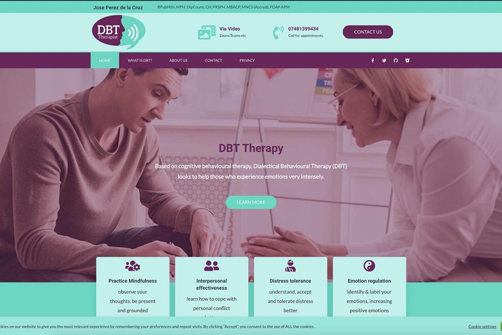 DBT Therapist website design