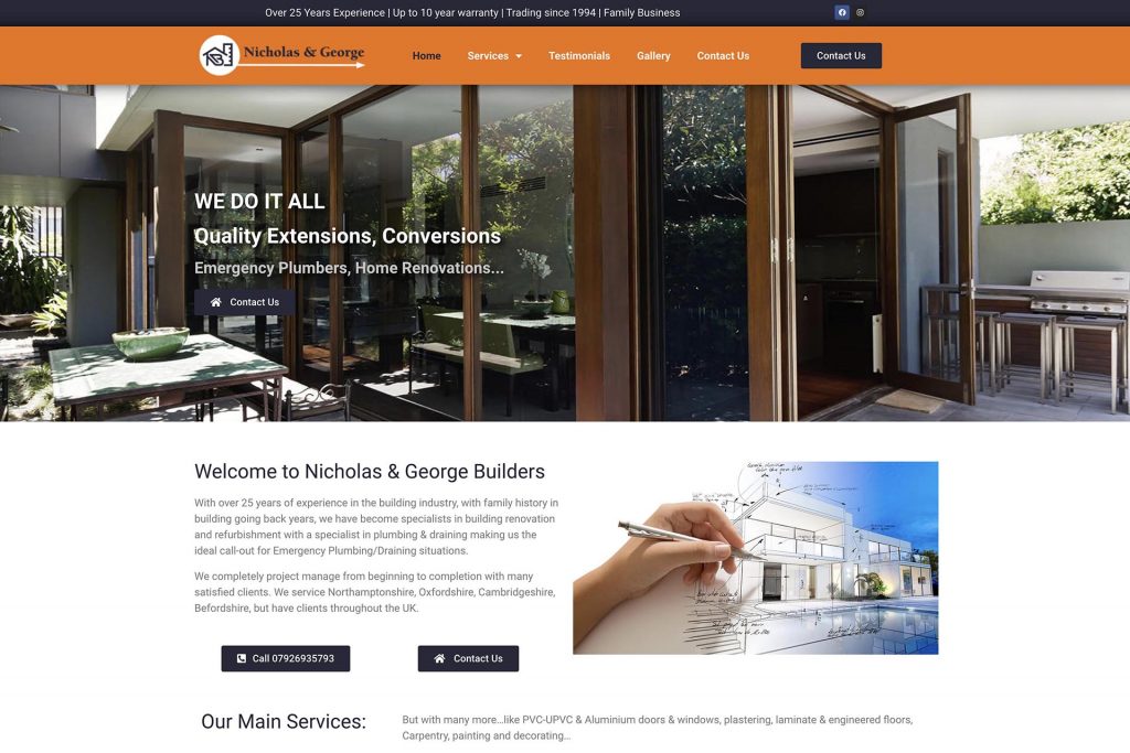 Nicholas & George Builders website design