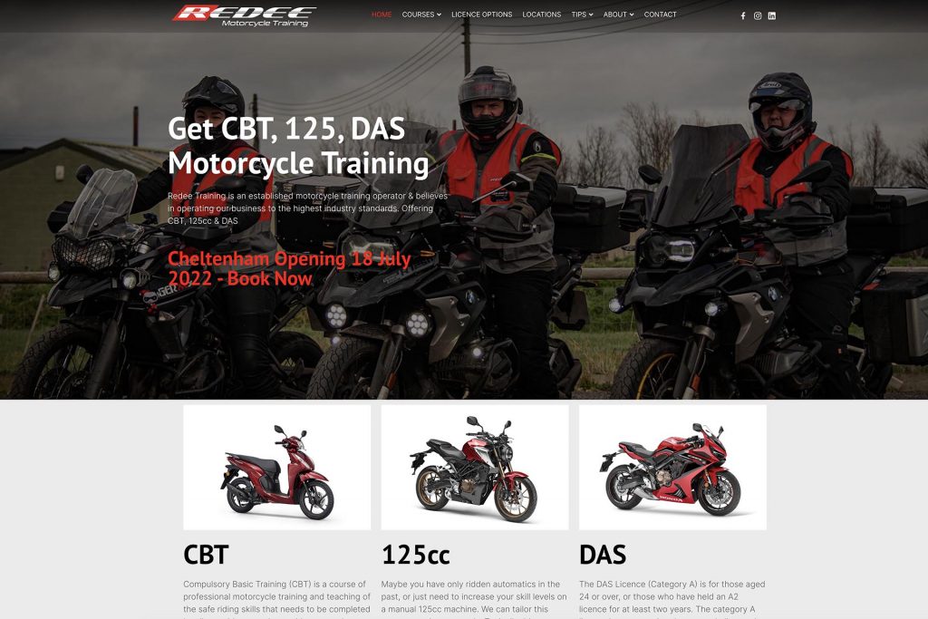 Website design for Redee Motorcycle Training