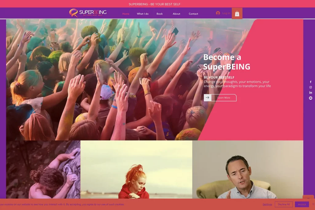Super-BEing Website we themed the WIX website for the client to self manage going forwards